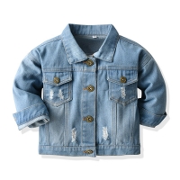 Casual Kids Denim Jacket - Autumn/Winter Ripped Holes Coat for Boys - Children's Fashion Outerwear - Jeans Clothing Costume