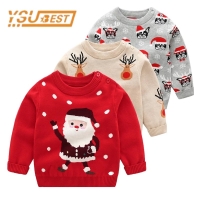 Kids' Knitted Sweater for Autumn/Winter - Warm Long Sleeved Cotton Pullover with Cute Cartoon Design - Perfect for Christmas Outfit