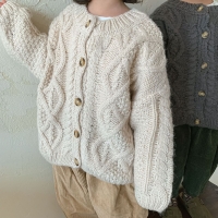 Korean Children Sweater Cardigan - Coarse Wool Retro Coat for Autumn/Winter - Boys/Girls (8777)