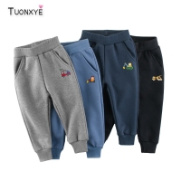 Boys Fleece Joggers for Ages 2-7: Soft Velvet Sports Pants with Cartoon Excavator Design for Infants and Toddlers