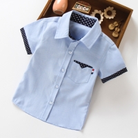 Short-sleeved Cotton Shirts for Boys (2-14 Years) in Solid Colors - Fashionable and Comfortable Kids Blouses