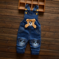 Toddler Boy's Denim Overalls with Cartoon Design - Kids' Jeans Jumpsuit