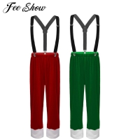 Xmas Kids Boys Velvet Pant Christmas Costume Outfit Santa Claus Waistband White Cosplay Costume for Party New Year's Clothing