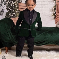 Green Velvet Suit Set for Baby Boys' First Birthday and Special Occasions