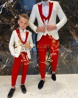 3-Piece Ivory Jacquard Formal Suit Set for Boys - Perfect for Weddings and Parties