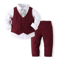 Boys Formal 3 Piece Suit Set - Shirt, Waistcoat, Pants for Wedding and Parties.