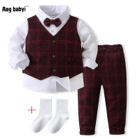 Boys Formal Suit Set for Autumn Events - Shirt, Vest, Tie, Trousers - Ideal for Weddings and Birthdays.