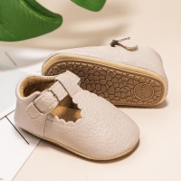Unisex Striped PU Leather Baby Shoes with Rubber Sole for Toddlers - Anti-slip First Walkers Infant Moccasins