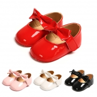 Baby Girls Leather Walker Shoes - Soft Sole Anti-Skip Patent Leather for Infants and Toddlers