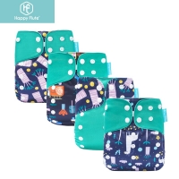 4-Piece Washable and Reusable Pocket Diaper Set with Adjustable Cover by Happyflute.