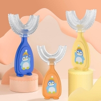 U-shaped Kids Toothbrush for Oral Care with Soft Silicone Bristles