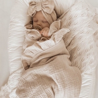 Organic Cotton Baby Swaddle Blankets with Ruffled Muslin Design - Perfect for Newborn Bedding and Accessories