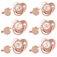 Rose Gold Bling Baby Pacifier - BPA-Free Silicone Infant Nipple