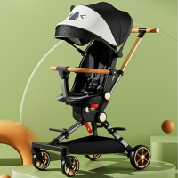 Lightweight portable two-way baby stroller with foldable design and four wheels. Perfect for travel and viewing baby.