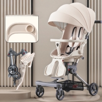 Lightweight Shock Absorbing Baby Stroller - Bidirectional Pram for Newborns: Foldable and Recline-able.