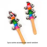 1pcs Colorful Rainbow Hand Held Bell Stick Wooden Discussion Musical Toy for Adult KTV Party Kids Game Gift