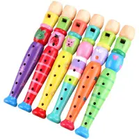 1Pc Wooden Cartoon Flute Children Clarinet 6-Hole Piccolo Baby  Toys Musical Instrument Toys Early Education Enlightenment TMZ