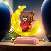 Cute Bear Light-Up Building Blocks - The Perfect Educational Birthday Gift for Friends!（NO base）