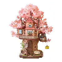 ROBOTIME 3D Wooden Puzzle Sakura Tree House Model Kits to Build Home Decor Gift for Adults