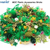 MOC Plants Accessories Bricks Grass Tree Leaf Flower Bush Jungle Building Blocks City House Street Kids Puzzle Assemble Toys