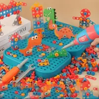 Children Toys Tool Set Electric Drill Screw Nut Puzzle Toys Pretend Play Dinosaur Drilling Assembly Educational Toys for Boys