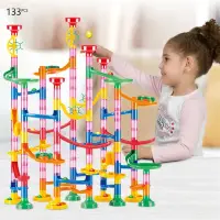 50-142PCS 3D Maze Ball Roll Toy DIY Marble Run Race Coaster Set Christmas Gift Marble Run Race Track Building Blocks Kids Toys