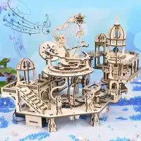 Newest 3D Wooden Puzzle Mystery Island Music Box with Light DIY Assembly Model Kit for Adults Kids, Valentine's Day Gifts
