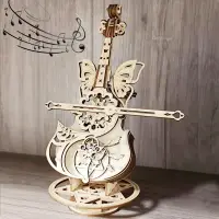 3D Puzzle Wooden Cello Music Box DIY Assembly Building Kits for Adults Kids Home Living Room Decor Crafts Valentine's Day Gifts