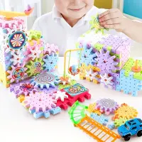 Motorized Spinning Gears Kids Electric Gear Building Toy Set Gear Rail Car Big Building Blocks STEM Construction Toy Set Gifts
