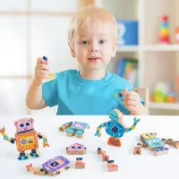 Children Robot Building Block Set Montessori Wooden Toy Stacking Robots Creativity Toy Imagination Education Novelty Toy for Kid