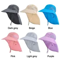 Boy Girl Children Summer Bucket Hats UV Protection Outdoor Beach Sun Hat Boy Girl Flap Cap Adjustable Wide Brim Cap