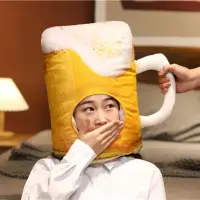 INS Plush Funny Beer Hat Soft Novelty Cute Beer Hat Photo Props Plush Beer Cap Adults