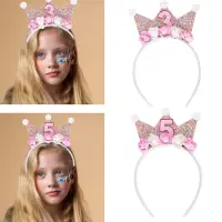 Sparkling Birthday Hairbands Headbands Costume Birthday Headpiece Baby Sequined Hair Hoop P31B
