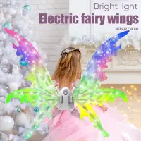 E7CE Electric ButterflyWing for Girl LED Flying Princess Fairy Wing Dress Up Costume Children School Dance Play Props