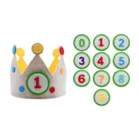 Felt Birthday Crown  Creative Interchangeable Numbers Crown Adjustable Size for Girls Boys Birthday Party Decor