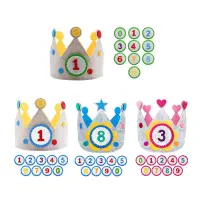 Felt Birthday Crown  Creative Interchangeable Numbers Crown Children Day Gift for Girls Boys Birthday Party Decor