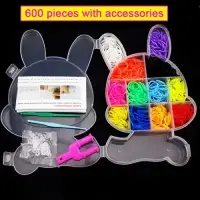 Colorful Loom Bands Set Candy Color Bracelet Making Kit DIY Rubber Band Woven Bracelet Kit Girls Kids Craft Toys Gifts 600pcs