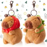 Capybara Plush Toy Kawaii Stuffed Animals Fluffy Capybara With Strawberry Tortoise Slap Bracelet keychain Birthday Gift