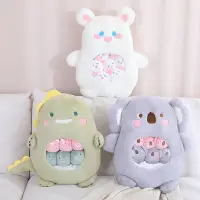 6Pcs Small Toys Inside Cute Panda Koala Rabbit Dinosaur Cartoon Animals Plush Pillow Soft Stuffed Sofa Cushion Homdecor Pillow