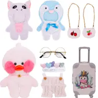30Cm Lalafanfan Yellow Duck Plush Clothes White Series Kawaii Cute Sweater Glasses Hat Children Girls Gifts DIY Toys