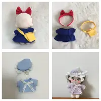 Purple Blue Summer Pajamas 10cm Doll Clothes Navy Blue Dress With Red Bow Hair Band for 10cm Plush Cotton Stuffed Dolls Toy