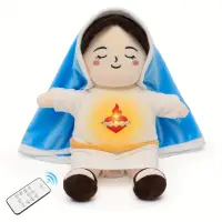 Maria Blue Breathing Jesus Doll Remote Control Lighting Music Easter Christmas Gifts for Boy And Girl