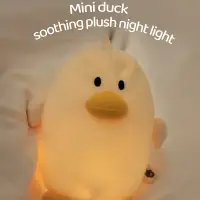 Plush Night Light Fluffy Kawaii Stuffed Animal Sleeping Plush Toy Rechargeable Glow Duck Pillow Night Light Soft Bird Doll Gifts