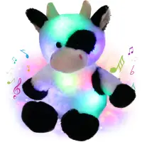 Glowing Dairy Cattle Plush Toy, Farm Cow Stuffed Animal,Farm Theme Birthday Soft Plush Toy Gift For Kids, Cute Doll Companion