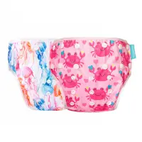 Happy Flute 2pc Set Baby Summer Reusable Adjustable Cloth Diapers Pool Pant Swimming Cover Washable Baby Nappy