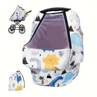 Baby Car Seat Cover Nursing Cover Infant Car Seat Canopy with Peep Window Breathable Outdoor Car Seat Cover for Spring Summer