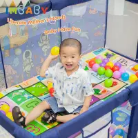 IMBABY Cartoon Baby Playpen Frame Safe Toddler Playground Anti-Collision Safety Fence for Indoor/Outdoor Kids Activity Barrier