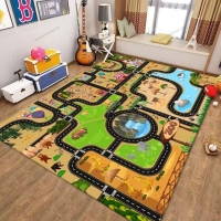 80x120cm Non-slip Baby Play Mat Children Parking Lot Traffic Map Mats for Baby Toys Crystal Velvet Rugs Early Education Carpets