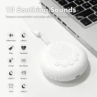 Portable Baby Sleep Machine White Noise Sound Machine 10 Soothing Sounds 15/30/60min Timer Volume ABuilt-in Rechargeable Battery