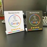 13.56Mhz NFC station table programmable Google Review Card NFC Google Reviews display bending card standing brand bracket